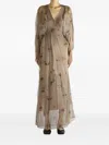 Yangkehan V-neck Batwing-sleeve Maxi Dress In Neutral