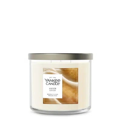 Yankee Candle Amber Linen 3-wick Candle, 14.5 oz In White