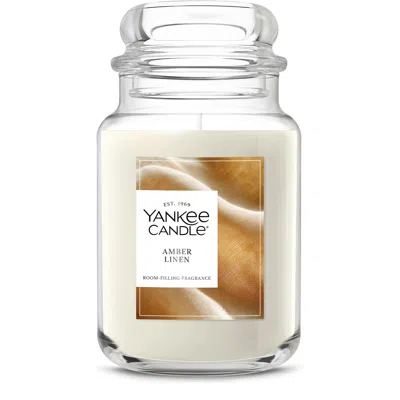 Yankee Candle Amber Linen Original Large Jar Candle, 39 oz In White
