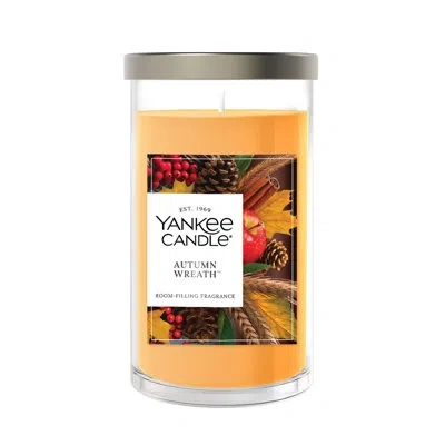 Yankee Candle Autumn Wreath Medium Pillar Scented Candles In Medium Yellow