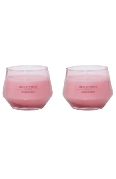Yankee Candle Fresh Cut Roses Studio Candle With Essential Oils, Set Of 2 In Pink