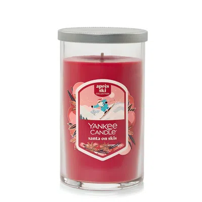 Yankee Candle Santa On Skis Medium Pillar Candle, 14.25 oz In Red