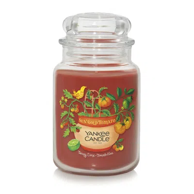Yankee Candle Sun Gold Tomato - Tangy Lime ? Tomato Vine 22 Oz. Original Large Jar Candles, 22 In Red