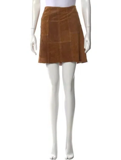 Pre-owned Yansi Fugel Suede Mini Skirt In Brown