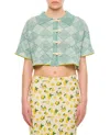 YANYAN ARGYLE BOXY CROP SHIRT