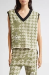 Yanyan Argyle Stretch Organic Cotton Vest In Green