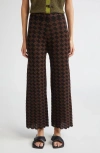 Yanyan Basket Argyle Crop Wool Straight Leg Pants In Brown