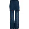 Yanyan Borlor Floral Ribbon Wool Skirt Pants In Navy
