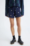 Yanyan Daisy Embroidered Lambswool Sweater Shorts In Blue