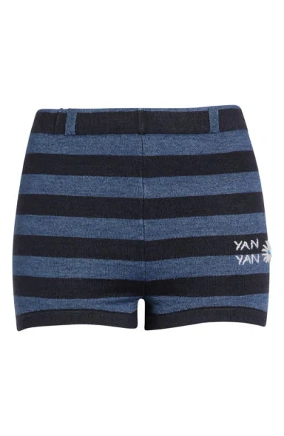 Yanyan Daisy Linen Blend Sweater Shorts In Multi