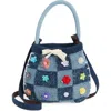 Yanyan Embellished Check Cotton Knit Handbag