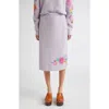 Yanyan Fafa Floral Embroidered Alpaca & Wool Blend Pencil Skirt In Pink