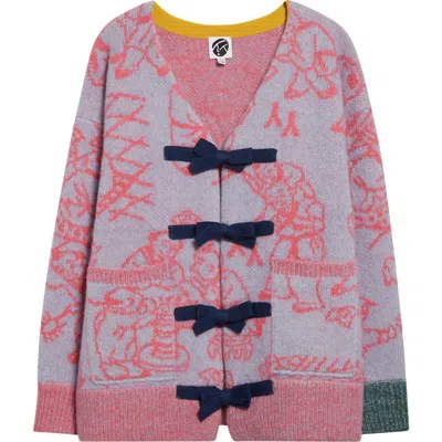 Yanyan Fuzzy Laza Alpaca & Wool Blend Cardigan In Sky/pink