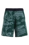 Yanyan Fuzzy Laza Alpaca & Wool Blend Shorts In Forest/sky