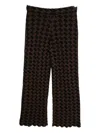 Yanyan Knits Basket-weave Cropped Trousers In Brown