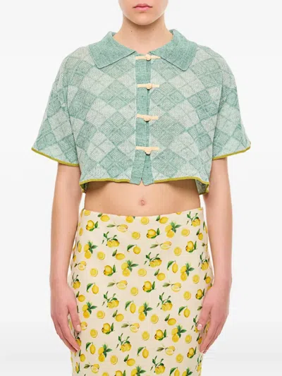 Yanyan Knits Button-detailed Cropped Cardigan