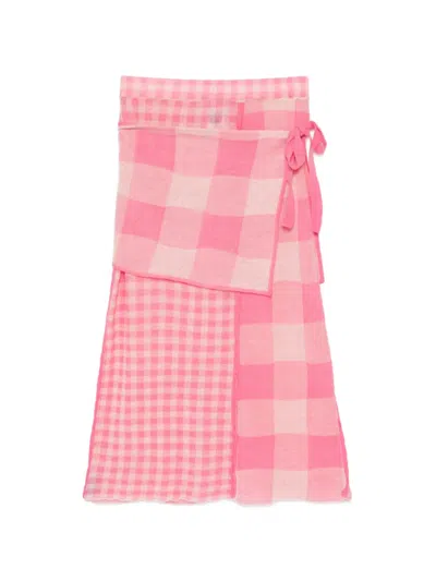 Yanyan Knits Checked Skirt In Pink
