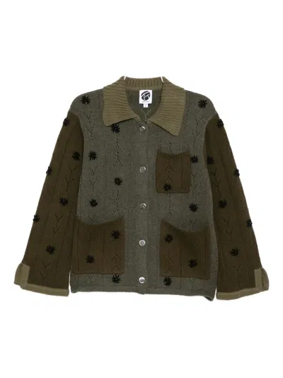 Yanyan Knits Embroidered Cardigan In Brown