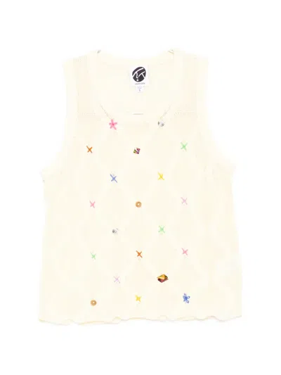 Yanyan Knits Lattice Tank Top In Pink