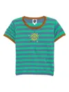 Yanyan Knits Linen Striped T-shirt In Green