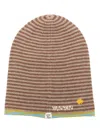 Yanyan Knits Logo-embroidered Striped Beanie In Multicolour