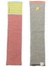 Yanyan Knits Logo-embroidered Striped Gloves In Multicolour