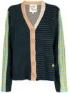 Yanyan Knits Logo-embroidered V-neck Cardigan In Multicolour