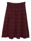 Yanyan Knits Pattern-intarsia Pleated Skirt In Red