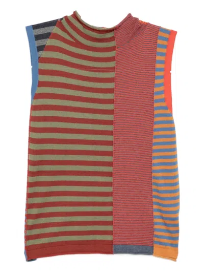 Yanyan Knits Striped Mockneck Top In Multi