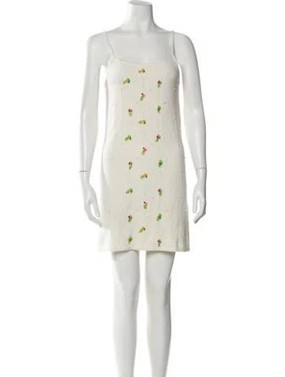 Pre-owned Yanyan Lambswool Mini Dress In Neutrals