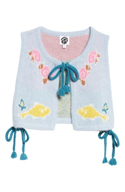 Yanyan Laza Shell Jacquard Alpaca & Wool Blend Jumper Waistcoat In Sky Blue