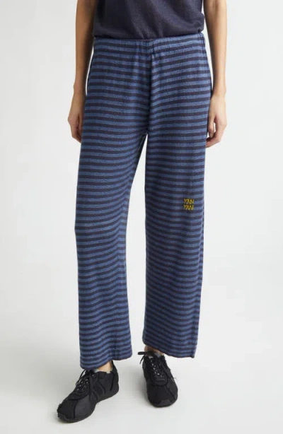 Yanyan Mabo Stripe Pull-on Linen Pants In Blue