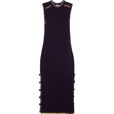 Yanyan Nettly Sleeveless Lambswool Blend Midi Dress In Eggplant