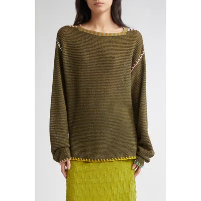 Yanyan Netty Gusset Lambswool Blend Sweater In Green