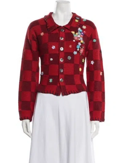 Pre-owned Yanyan Plaid Print Sweater W/ Tags In Red
