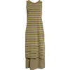 Yanyan Romy Microstripe Layered Sweater Dress In Army Stripe
