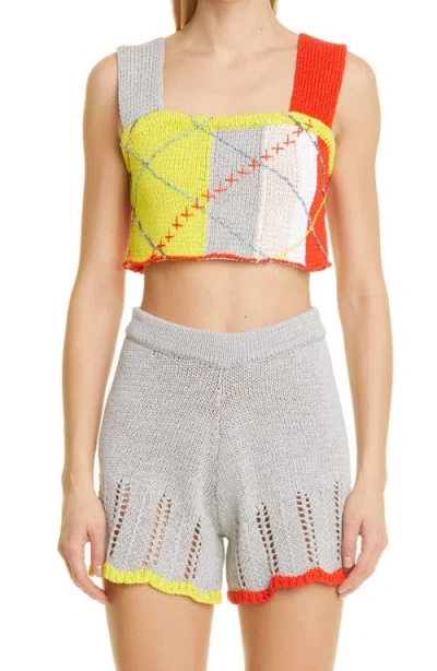 Yanyan Smarty Colorbock Cotton Crop Top In Multi
