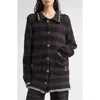 Yanyan Softi Stripe Wool Blend Work Jacket In Black