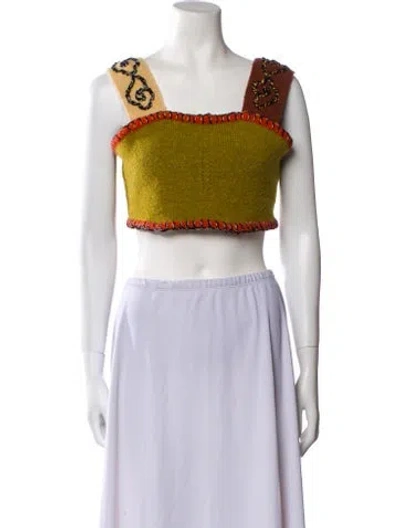 Pre-owned Yanyan Wool Printed Crop Top In Multi