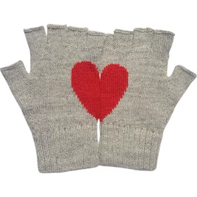 Yapa Heart Fingerless Alpaca Gloves In Silver