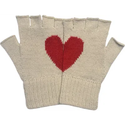 Yapa Heart Fingerless Alpaca Gloves In White
