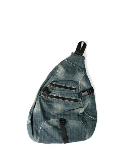 Yardsale Denim Sling Shoulder Bag In Blue
