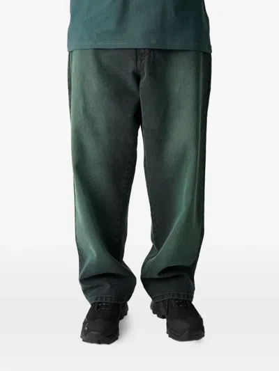 Yardsale Logo-embroidered Jeans In Green