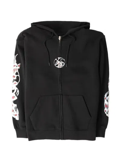 Yardsale Zip Screen-printed Hoodie In Black