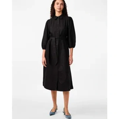 Y.a.s. Flaxy 3/4 Linen Shirt Dress Black