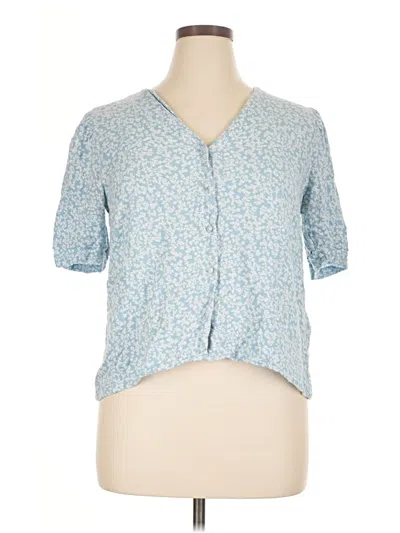 Pre-owned Y.a.s. Short Sleeve Blouse In Blue