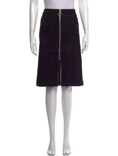 Pre-owned Y.a.s. Suede Midi Length Skirt In Black