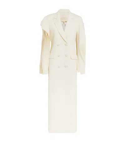 Yasmin Mansour Pleated Double-breasted Blazer Maxi Dress