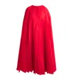 Yasmin Mansour Silk Gazar Pleated Cape In Red