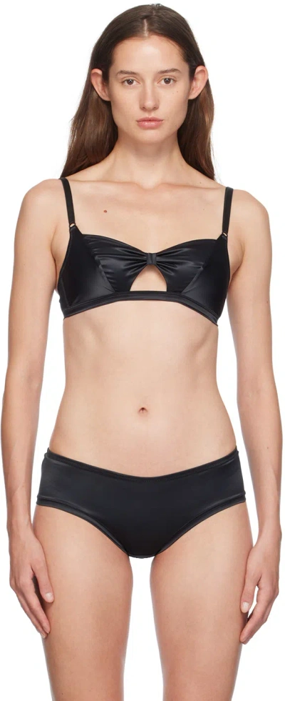 Yasmine Eslami Black Anabelle Satin Soft Bra